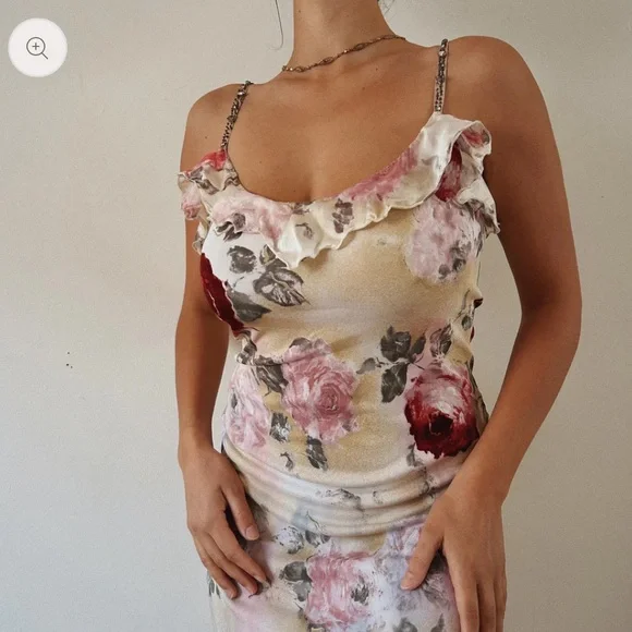 EURO ITALIAN Italian Designer Silky
Romantic Floral Dress - Picture 4 of 5